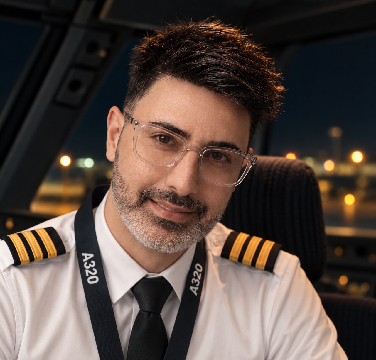 Matthew Borg Carr seated in an aircraft flight deck